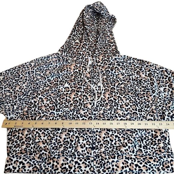 Victorias secret womens Sz XL leopard print hooded crop jacket top - Picture 5 of 8